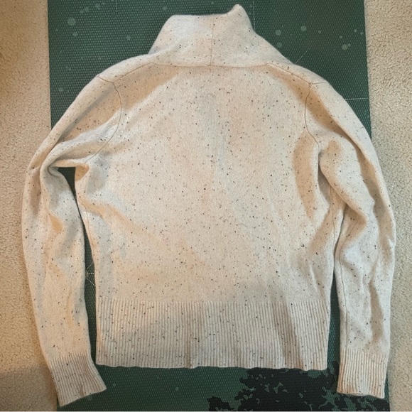 Ann Taylor Cashmere Shawl Collar Wrap Sweater Speckled Cream in Large - Picture 5 of 7